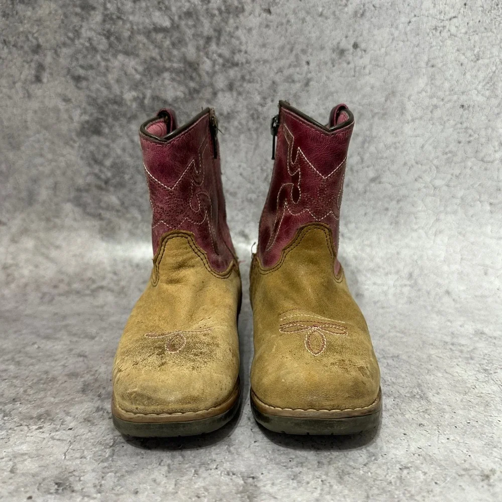 Shyanne Western Boots Toddler Girls 10D Tan Pink Lil Lainie Cowboy Leather